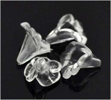 ACRYLIC - FROSTED - CLEAR - LILY FLOWER - BEADS - BEAD CAPS 10x10mm - SOLD PER PACKET OF 5