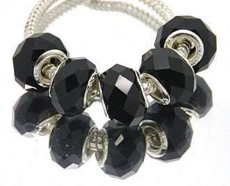 PANDORA STYLE - CRYSTAL - FACETED BEADS - BLACK