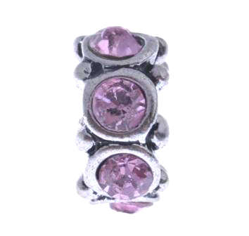 PANDORA STYLE RONDELLE PINK RHINESTONE SPACERS