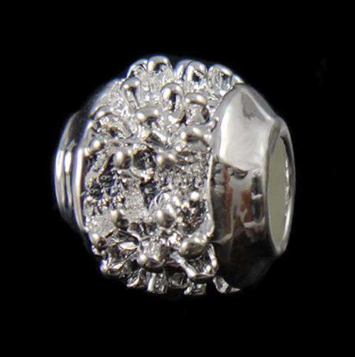 PANDORA STYLE SILVER DRUM BEADS WITH STAND OUT FLORAL DESIGN