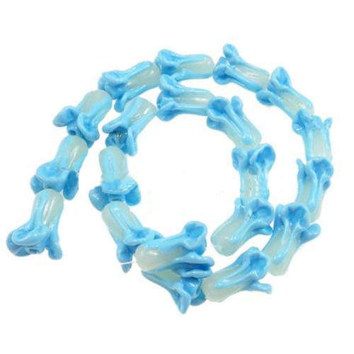 GLASS FLOWER HANDMADE LAMPWORK BEADS - LIGHT BLUE 26MM