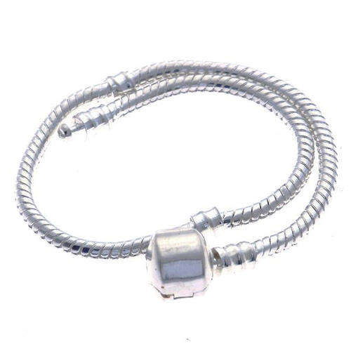 PANDORA STYLE BRACELET - SILVER WITH SAFETY CLASP - 19.5cm