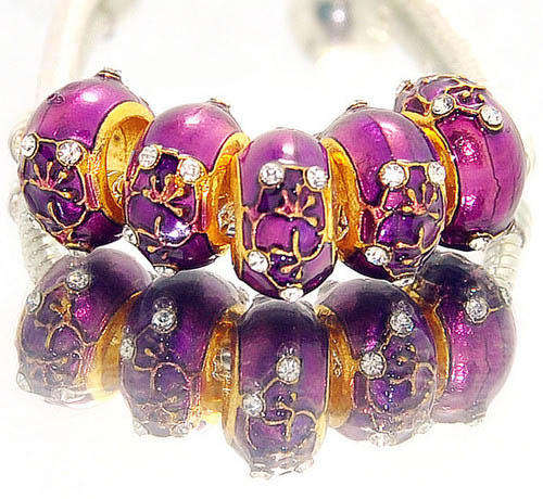 PUGSTER - FABERGE EGG BEADS - PURPLE DRIP GUM LIME WITH CLEAR CRYSTALS