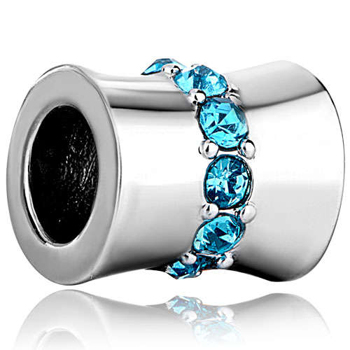 PUGSTER - BLUE ZIRCON CRYSTAL - DECEMBER BIRTHSTONE EUROPEAN CHARM BEAD