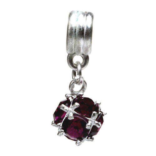 PANDORA STYLE GARNET CRYSTAL CZ BALL EUROPEAN DANGLE CHARM BEAD