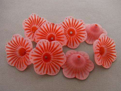 ACRYLIC FROSTED DARK RED FLOWER BEADS - 19MM