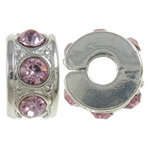 PANDORA STYLE RONDELLE CLIP ON WITH PINK RHINESTONES