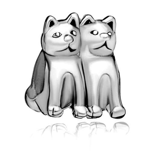 AUTHENTIC PUGSTER TWIN CATS EUROPEAN CHARM BEAD