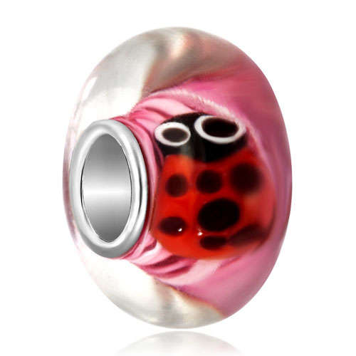 AUTHENTIC PUGSTER PEACH SIAM LADYBIRD GLASS BEADS FOR EUROPEAN BRACELETS