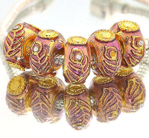 FABERGE EGG BEADS - GOLDEN LILAC DRIP GUM LIME WITH CLEAR CRYSTALS
