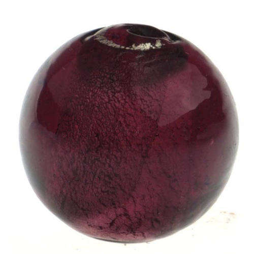 GLASS SILVER FOIL BEADS ROUND - GRAPE 14 mm