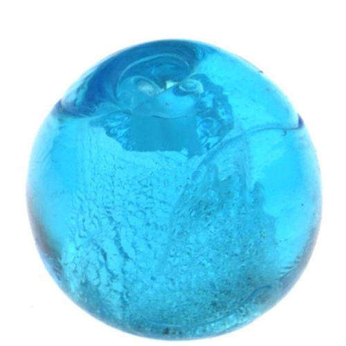 GLASS SILVER FOIL BEADS ROUND - LIGHT BLUE 10mm