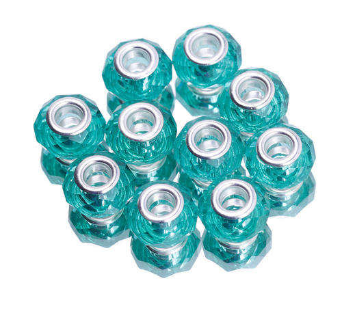 PANDORA STYLE - CRYSTAL FACETED - RONDELLE BEADS - AQUA BLUE