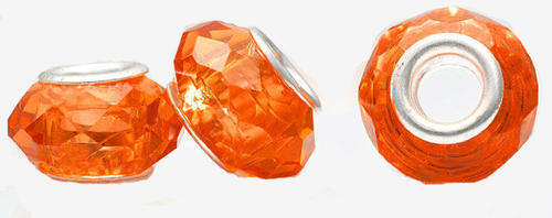 EUROPEAN STYLE - CRYSTAL - FACETED - RONDELLE BEADS -  ORANGE