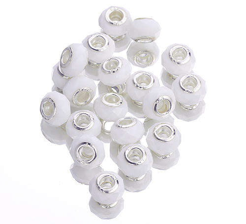 PANDORA STYLE CRYSTAL FACETED BEADS - WHITE