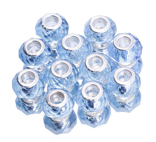 PANDORA STYLE - CRYSTAL - FACETED - RONDELLE BEADS - LIGHT BLUE BLUE