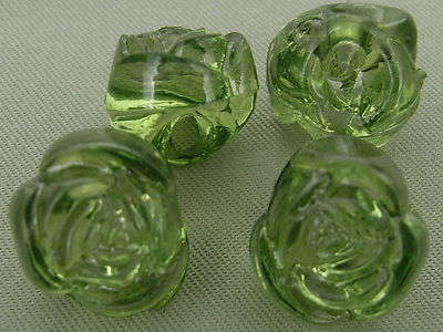 ACRYLIC LUCITE - CLEAR GREEN ROSE BEADS - 12MM