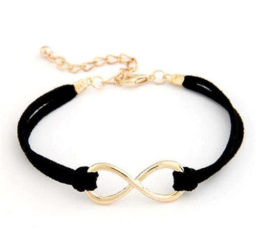 BRACELETS - GOLD PLATED - BLACK SUEDE - INFINITY FRIENDSHIP BRACELET