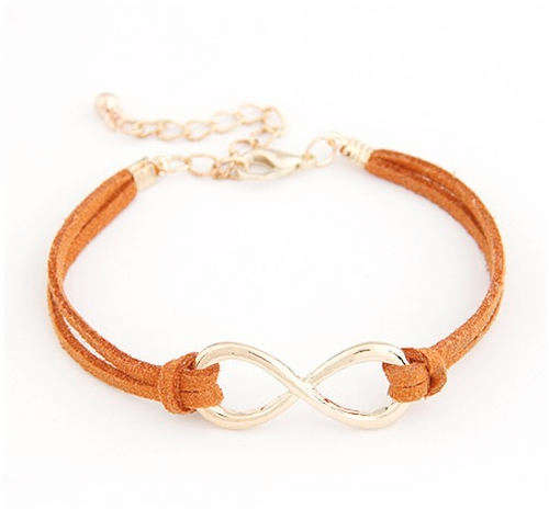 INFINITY - BRACELETS - GOLD PLATED - ORANGE SUEDE
