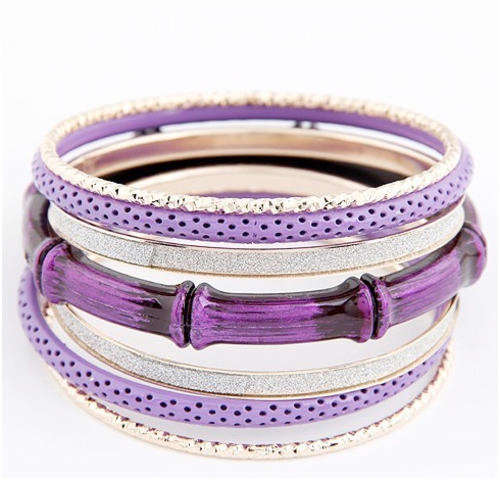 BANGLE SET - LADIES BAMBOO MULTILAYER - (7 PIECES) - PURPLE