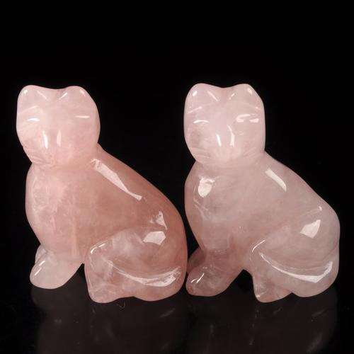 ROSE QUARTZ - CARVED CAT FIGURINES -SOLD INDIVIDUALLY