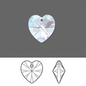 SWAROVSKI CRYSTAL - AQUAMARINE AB - 10mm HEART PENDANT - 6228