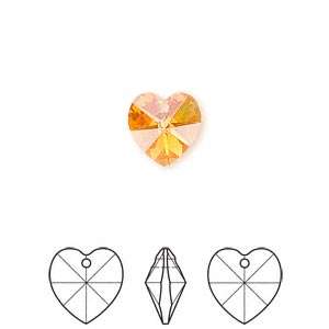 SWAROVSKI CRYSTAL - TOPAZ - AB XILION - HEART PENDANTS - 10MM - 6228