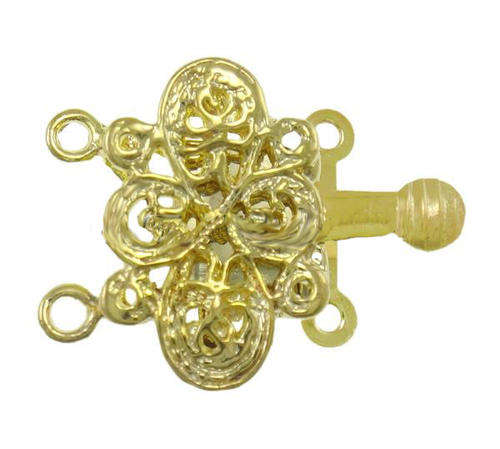 BOX CLASP FILIGREE BUTTERFLY, GOLD PLATED - TWO STRAND
