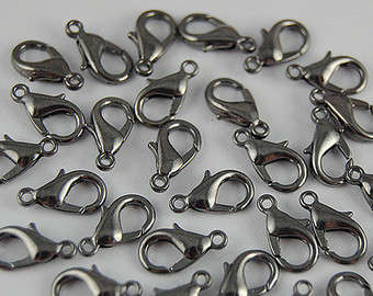 LOBSTER CLASPS - GUNMETAL BLACK - 12x7mm - SOLD PER PACKET OF 10