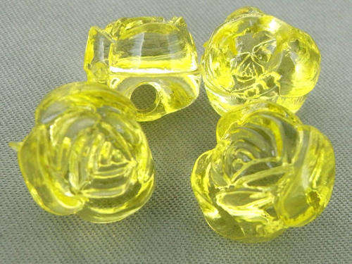 ACRYLIC - CLEAR - ROSE BEADS - YELLOW - 12MM