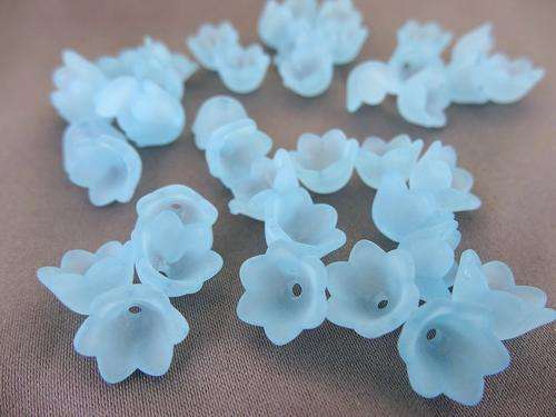 ACRYLIC - FROSTED - SKY BLUE - BELL FLOWER - TULIP CUPS - BEADS/BEAD CAPS - 7x10mm
