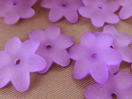 ACRYLIC - FROSTED - LILAC - FLOWER - BEADS/BEAD CAPS - 14MM