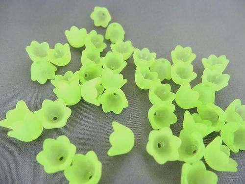 Acrylic Frosted Green Bell Flower Tulip Cup Beads 10mm