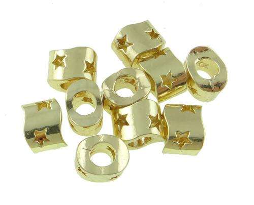 PANDORA STYLE - RECTANGLE - GOLD BEADS WITH STAR CONCEPT