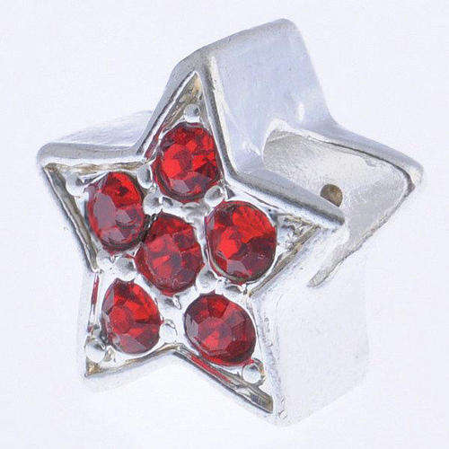 PANDORA STYLE  STAR CHARM BEADS WITH RED RHINESTONES