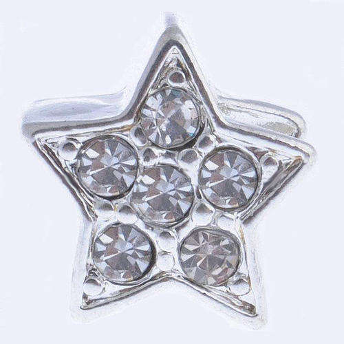 PANDORA STYLE  STAR CHARM BEADS WITH CLEAR RHINESTONES