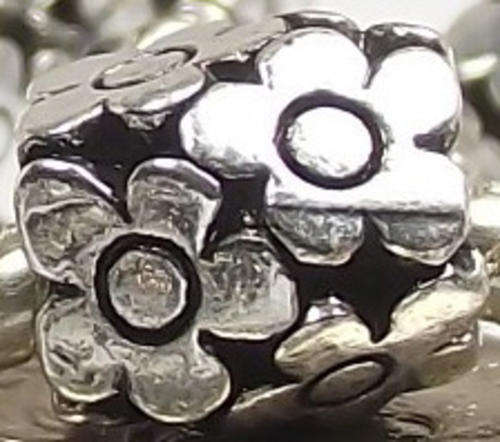PANDORA STYLE - ANTIQUE SILVER - DAISY - BARREL SPACER BEADS