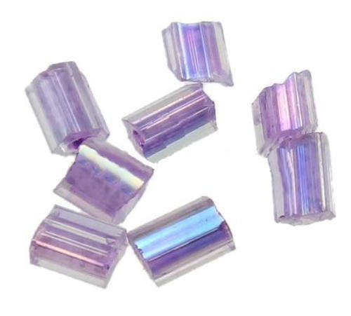 SEED BEADS - TRANSLUCENT - TUBE - LILAC MOTHER OF PEARL - 2 X 3 MM