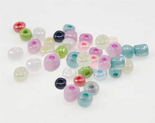 SEED BEADS - TRANSLUCENT - ROUND - RAINBOW MIXED PASTEL -  3 X 3.6 MM