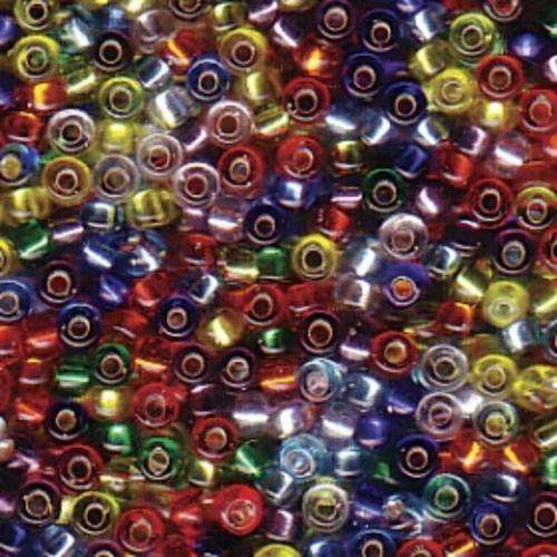Translucent Glass Seed Beads Round Silver Lined Rainbow Mixed Bead Soup