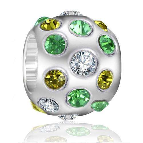 PANDORA STYLE 925 SILVER ELITE SWAROVSKI CRYSTAL BARREL BEAD - GREEN AND LIME