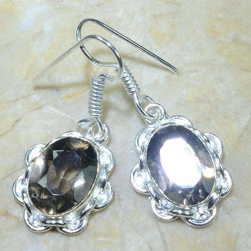 Sterling Silver Earrings Smokey Quartz Gemstone