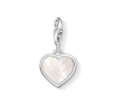 CLIP ON CHARM - SILVER PLATED - MOTHER OF PEARL - HEART