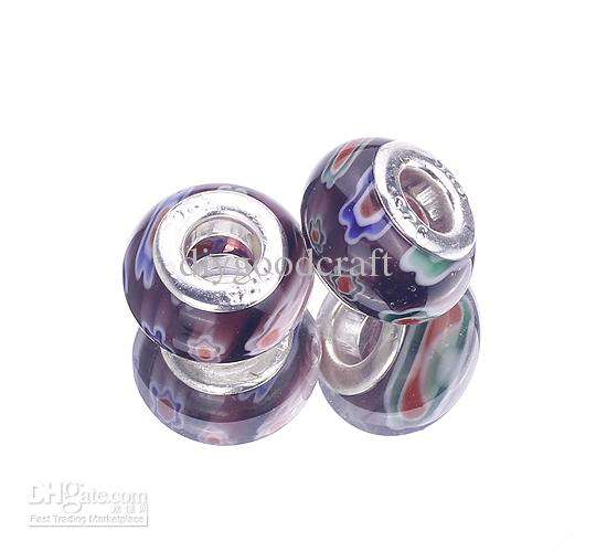 PANDORA STYLE 925 SILVER MURANO GLASS BEADS -  MILLEFIORI