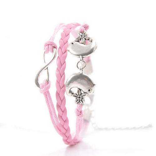 INFINITY - SILVER, WHITE AND PINK 4 IN 1 - BIRDS BRACELET