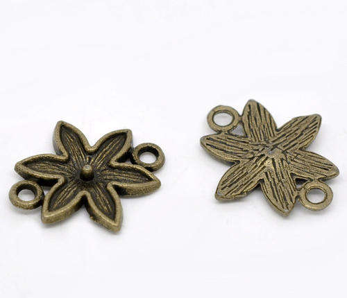 CONNECTORS - ANTIQUE BRONZE - FLOWER CHARMS - 18x16mm