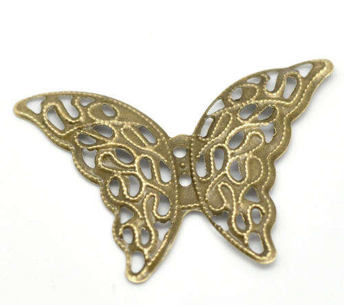 CONNECTORS - ANTIQUE BRONZE - FILIGREE - BUTTERFLY - 4.1x2.9cm