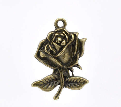 CHARMS/JEWELRY MAKING CHARMS/BRONZE TONE CHARMS/ROSE CHARMS/CHARM PENDANTS/BEADING CHARM