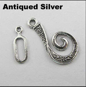 TOGGLE CLASP - UNIQUE DESIGN - ANTIQUE SILVER