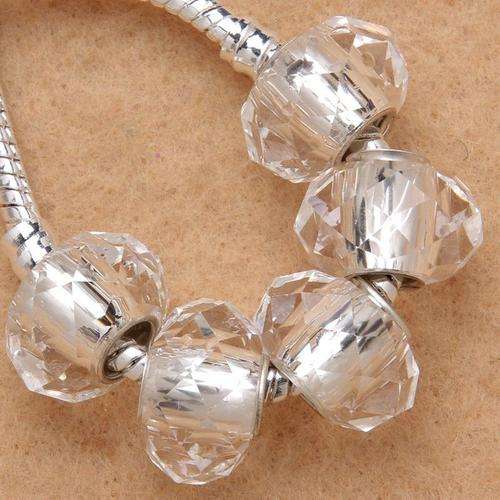 PANDORA STYLE - CRYSTAL - FACETED - RONDELLE GLASS BEADS - CLEAR